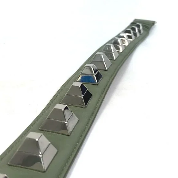 FENDI Studs Waist belt Leather khaki